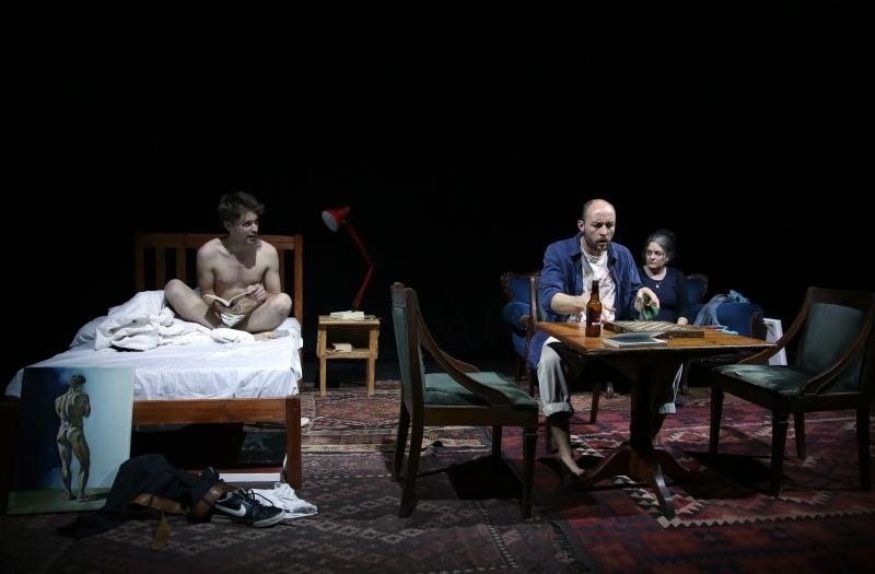Andrew Laubscher, David Viviers and Megan Furniss in The Finkelsteins Are Coming to Dinner